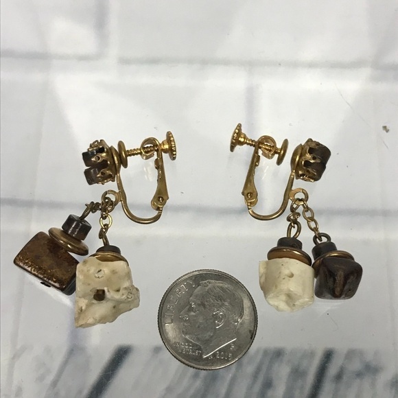 Vtg Miriam Haskell Screw Clip On Dangle Earrings - Picture 6 of 7